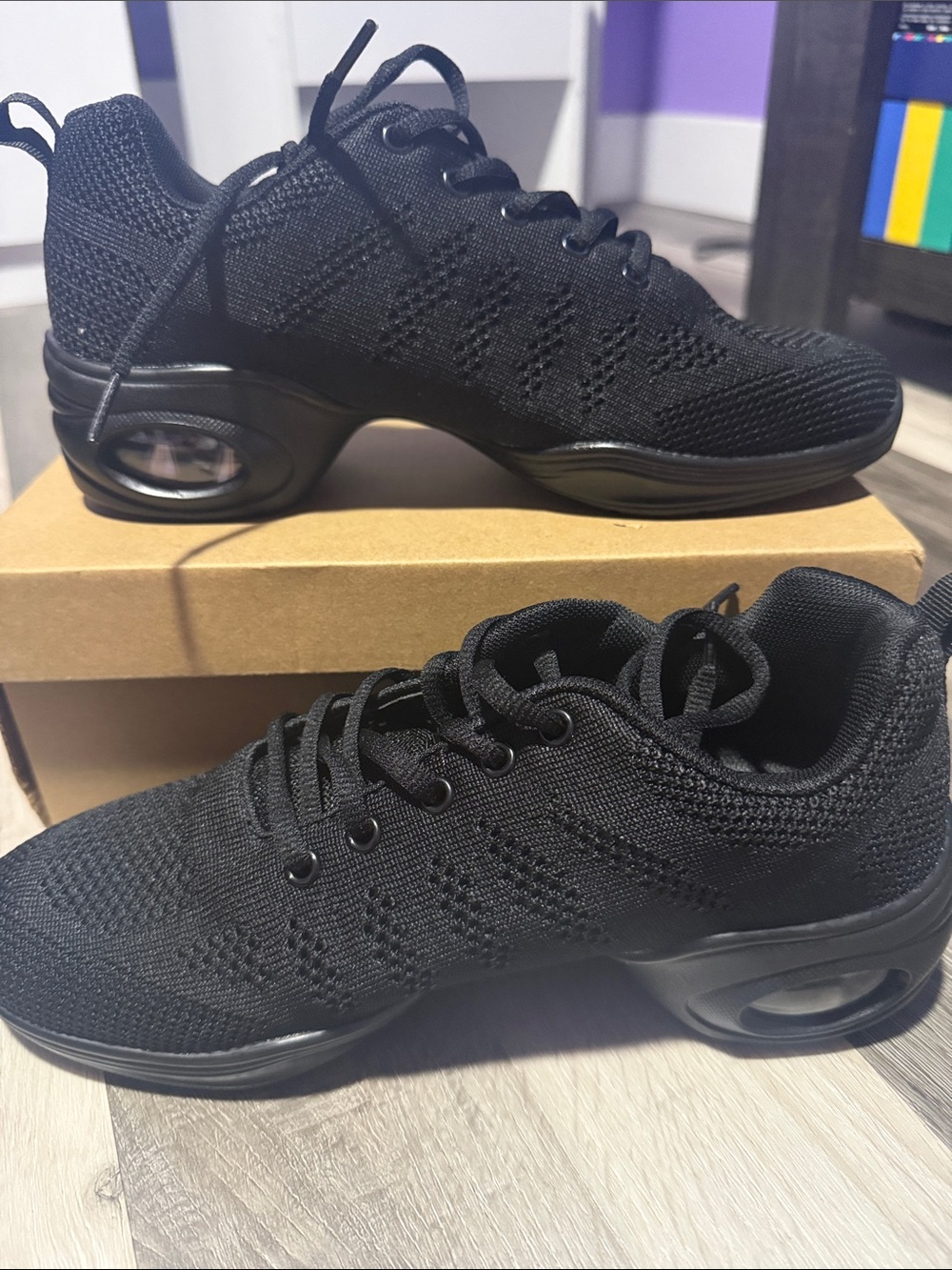 All-Black Knit Dance Sneakers
